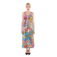 Floral Flowers Abstract Art Sleeveless Maxi Dress