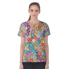 Floral Flowers Abstract Art Women s Cotton Tee