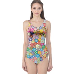 Floral Flowers Abstract Art One Piece Swimsuit by HermanTelo