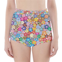 Floral Flowers Abstract Art High-waisted Bikini Bottoms