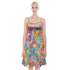 Floral Flowers Abstract Art Spaghetti Strap Velvet Dress