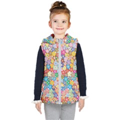 Floral Flowers Abstract Art Kids  Hooded Puffer Vest