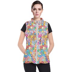 Floral Flowers Abstract Art Women s Puffer Vest by HermanTelo