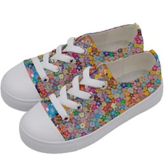 Floral Flowers Abstract Art Kids  Low Top Canvas Sneakers