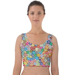 Floral Flowers Abstract Art Velvet Crop Top