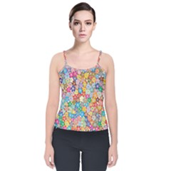 Floral Flowers Abstract Art Velvet Spaghetti Strap Top