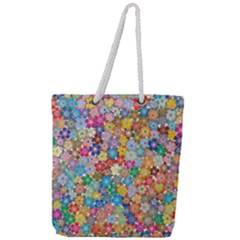 Floral Flowers Abstract Art Full Print Rope Handle Tote (large)