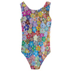 Floral Flowers Abstract Art Kids  Cut-out Back One Piece Swimsuit