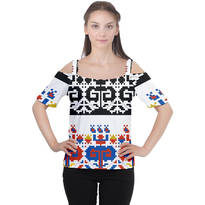 Folk Art Fabric Cutout Shoulder Tee