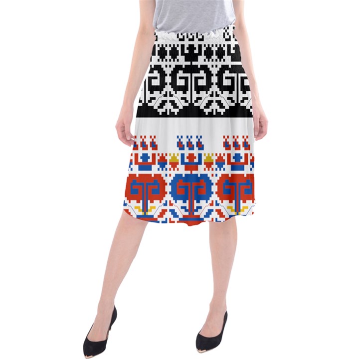 Folk Art Fabric Midi Beach Skirt