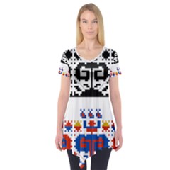 Folk Art Fabric Short Sleeve Tunic 