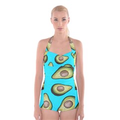 Fruite Avocado Boyleg Halter Swimsuit 