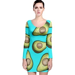 Fruite Avocado Long Sleeve Velvet Bodycon Dress