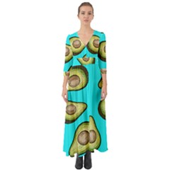 Fruite Avocado Button Up Boho Maxi Dress by HermanTelo