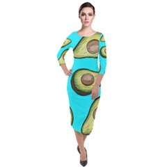 Fruite Avocado Quarter Sleeve Midi Velour Bodycon Dress by HermanTelo