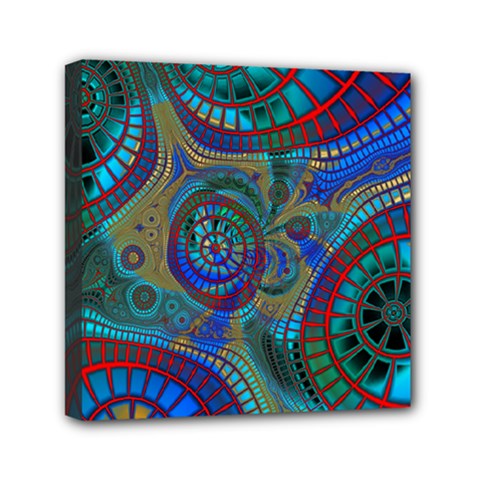 Fractal Abstract Line Wave Mini Canvas 6  X 6  (stretched)