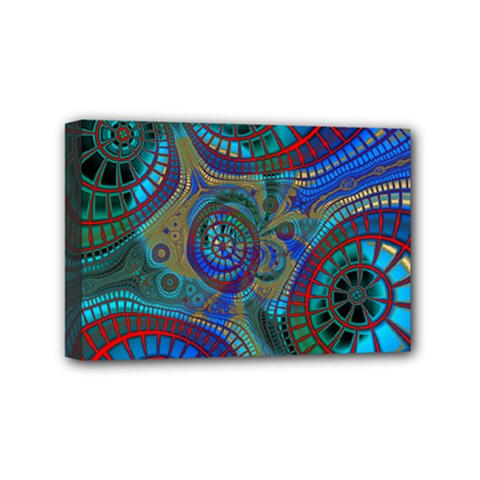 Fractal Abstract Line Wave Mini Canvas 6  X 4  (stretched)