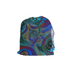 Fractal Abstract Line Wave Drawstring Pouch (medium)