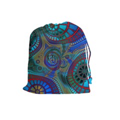 Fractal Abstract Line Wave Drawstring Pouch (large)