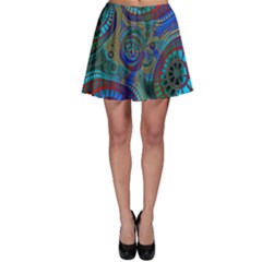 Fractal Abstract Line Wave Skater Skirt by HermanTelo