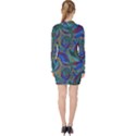 Fractal Abstract Line Wave V-neck Bodycon Long Sleeve Dress View2