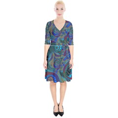 Fractal Abstract Line Wave Wrap Up Cocktail Dress