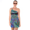 Fractal Abstract Line Wave One Soulder Bodycon Dress View1