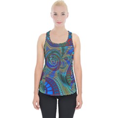 Fractal Abstract Line Wave Piece Up Tank Top