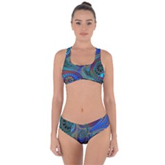 Fractal Abstract Line Wave Criss Cross Bikini Set