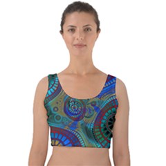 Fractal Abstract Line Wave Velvet Crop Top