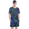 Fractal Abstract Line Wave Men s Mesh Tee and Shorts Set View1