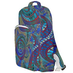 Fractal Abstract Line Wave Double Compartment Backpack by HermanTelo