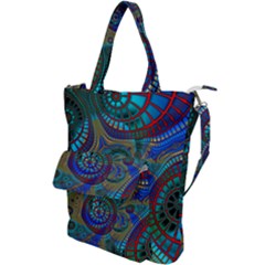 Fractal Abstract Line Wave Shoulder Tote Bag