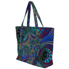 Fractal Abstract Line Wave Zip Up Canvas Bag by HermanTelo