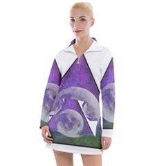 Form Triangle Moon Space Women s Long Sleeve Casual Dress