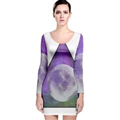 Form Triangle Moon Space Long Sleeve Velvet Bodycon Dress