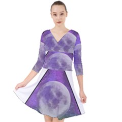 Form Triangle Moon Space Quarter Sleeve Front Wrap Dress