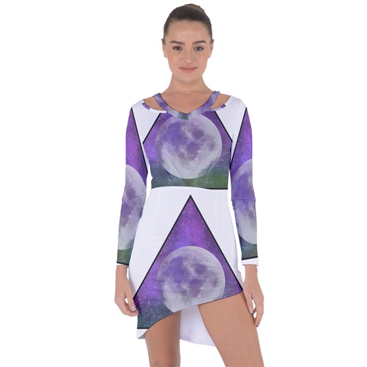 Form Triangle Moon Space Asymmetric Cut-Out Shift Dress