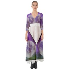 Form Triangle Moon Space Button Up Boho Maxi Dress