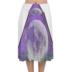 Form Triangle Moon Space Velvet Flared Midi Skirt by HermanTelo