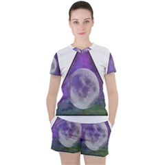 Form Triangle Moon Space Women s Tee And Shorts Set