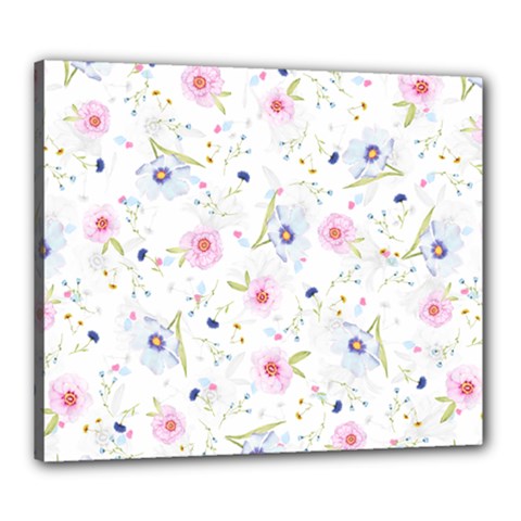 Floral Pink Blue Canvas 24  X 20  (stretched)