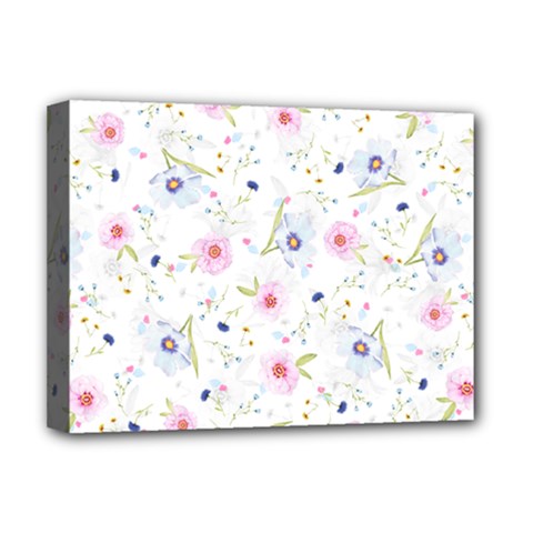 Floral Pink Blue Deluxe Canvas 16  X 12  (stretched) 