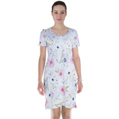 Floral Pink Blue Short Sleeve Nightdress