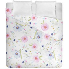 Floral Pink Blue Duvet Cover Double Side (california King Size)