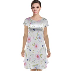 Floral Pink Blue Cap Sleeve Nightdress