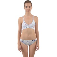 Floral Pink Blue Wrap Around Bikini Set by HermanTelo