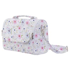 Floral Pink Blue Satchel Shoulder Bag