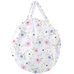 Floral Pink Blue Giant Round Zipper Tote