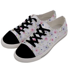 Floral Pink Blue Men s Low Top Canvas Sneakers